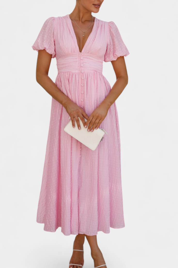 Mélia – Maxikleid für Damen mit V-Ausschnitt und Puffärmeln – Ansicht 11