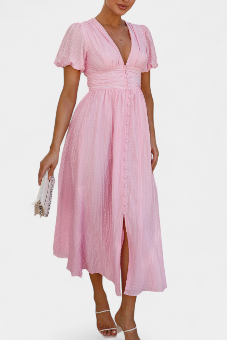 Mélia – Maxikleid für Damen mit V-Ausschnitt und Puffärmeln – Ansicht 12