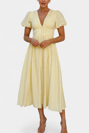 Mélia – Maxikleid für Damen mit V-Ausschnitt und Puffärmeln – Ansicht 6