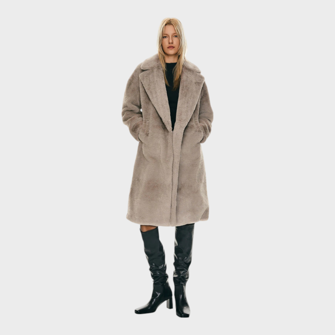 Delaney – Oversized lange Damen-Sherpa-Fleecejacke