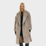 Delaney – Oversized lange Damen-Sherpa-Fleecejacke – Ansicht 5