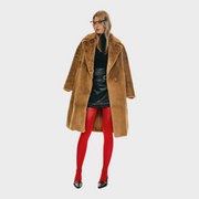Delaney – Oversized lange Damen-Sherpa-Fleecejacke – Ansicht 2