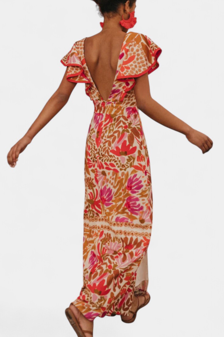 Suzanne Maxikleid mit Blumenmuster und leuchtenden Farben