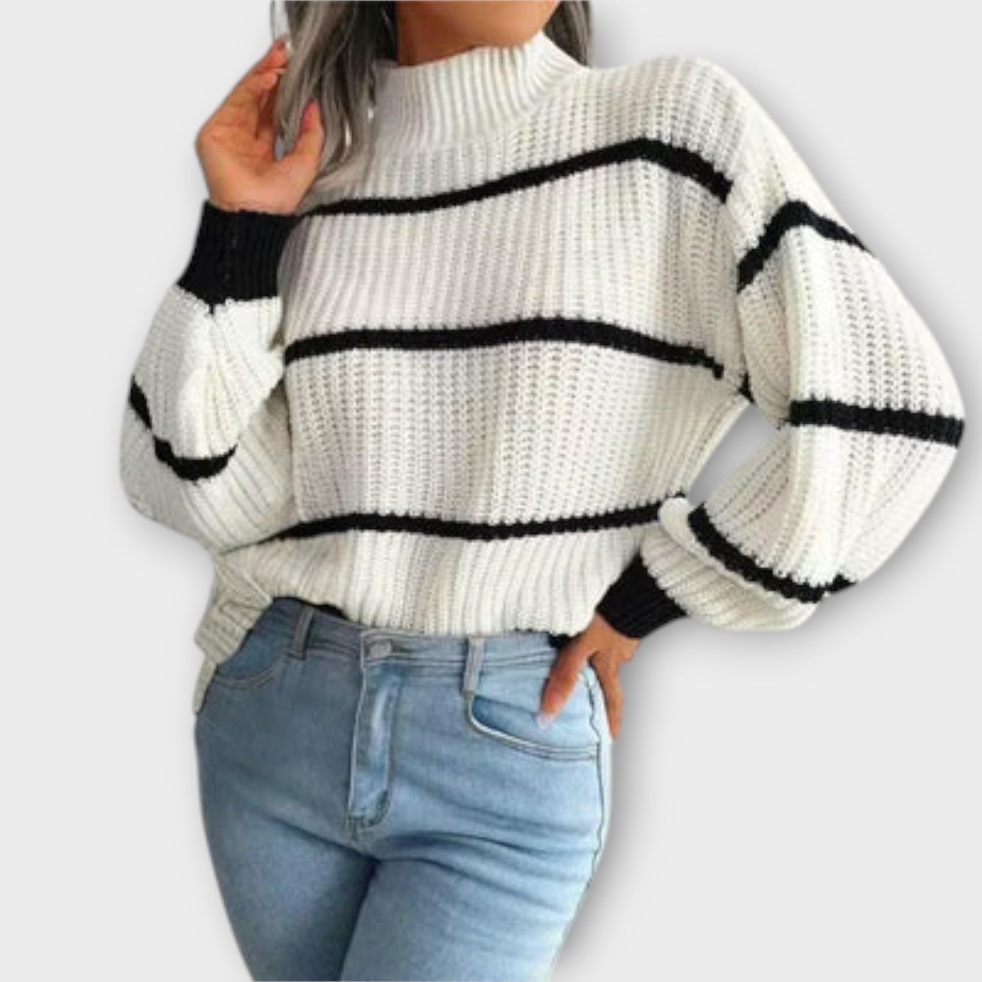 Chavala - Gestreifter Pullover mit hohem Kragen