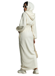 Rachel – Maxi-Sweatkleid mit Kapuze und Raffung an der Taille