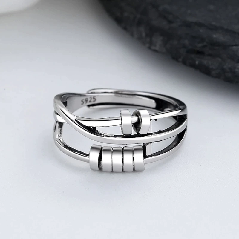 Silberner Spinner-Ring zum Stressabbau – Ansicht 2