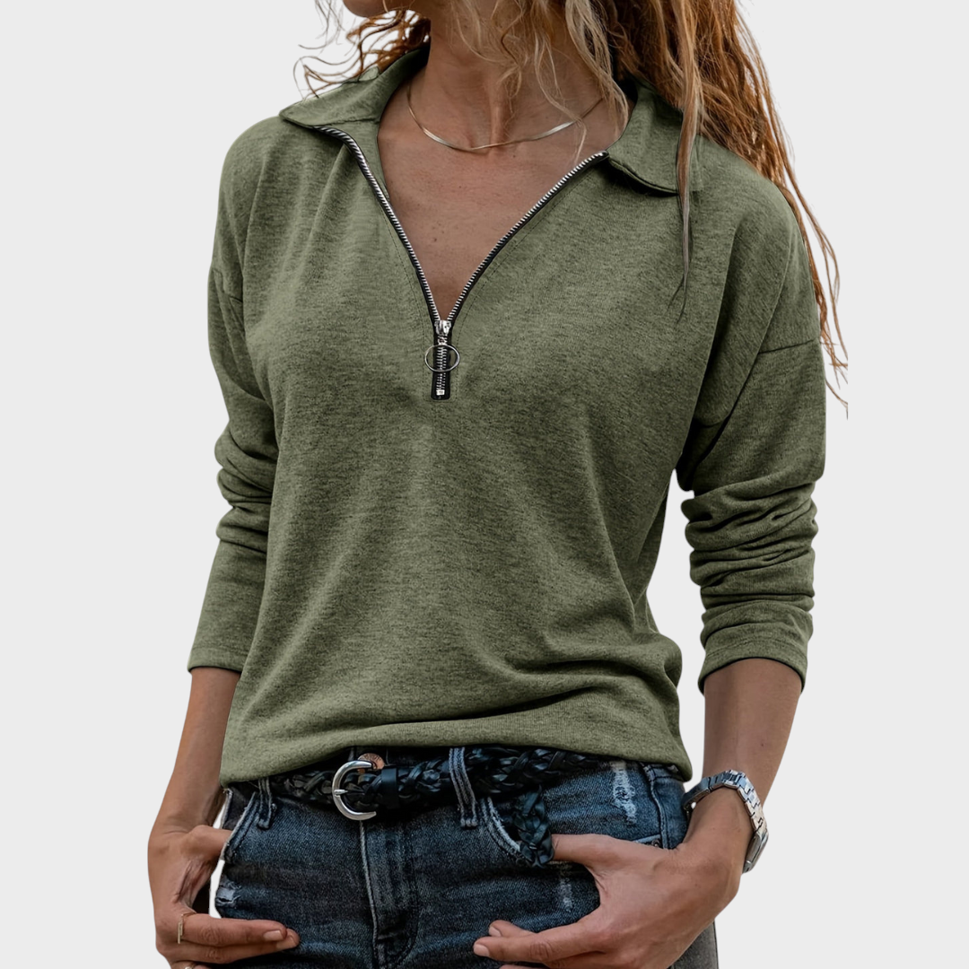 Nadine – Damen-Sweatshirt mit halbem Reißverschluss – Ansicht 4