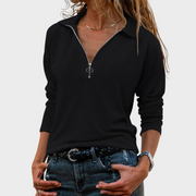 Nadine – Damen-Sweatshirt mit halbem Reißverschluss