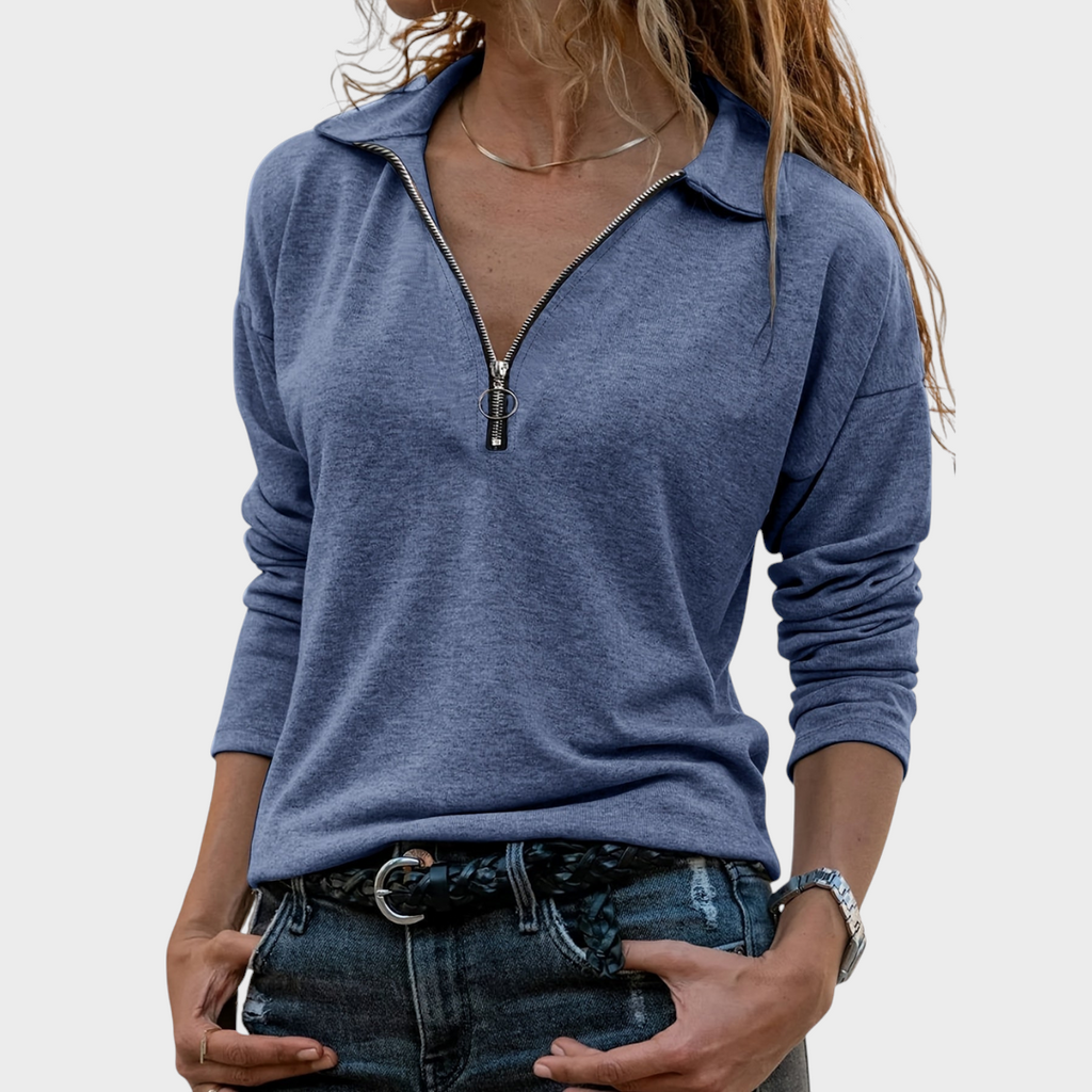 Nadine | Damen-Sweatshirt mit halbem Reißverschluss