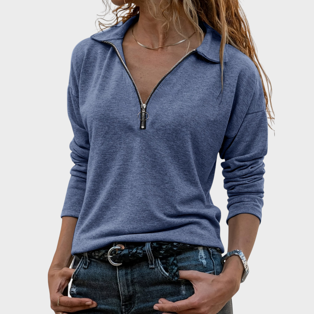 Nadine – Damen-Sweatshirt mit halbem Reißverschluss – Ansicht 5