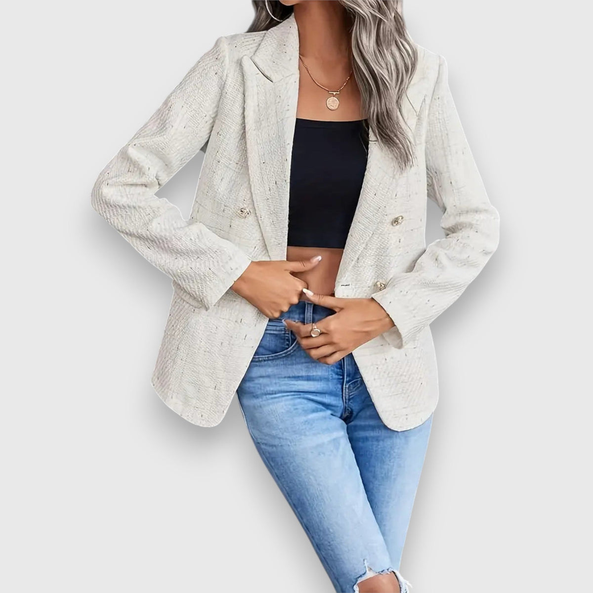 Klassischer zweireihiger Damenblazer – Ansicht 2