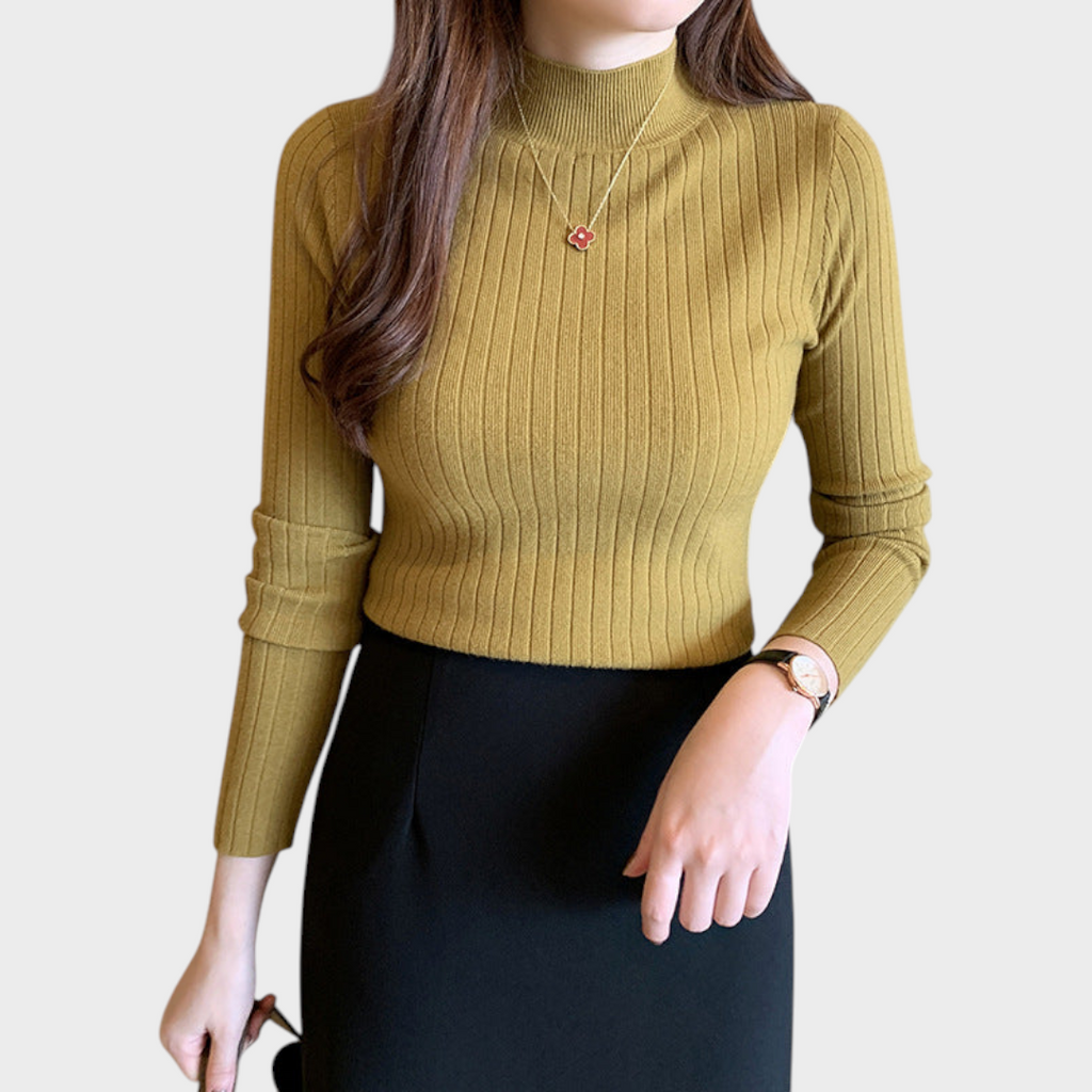 Gretchen | Schmal geschnittenes Stricktop mit halbem Rollkragen