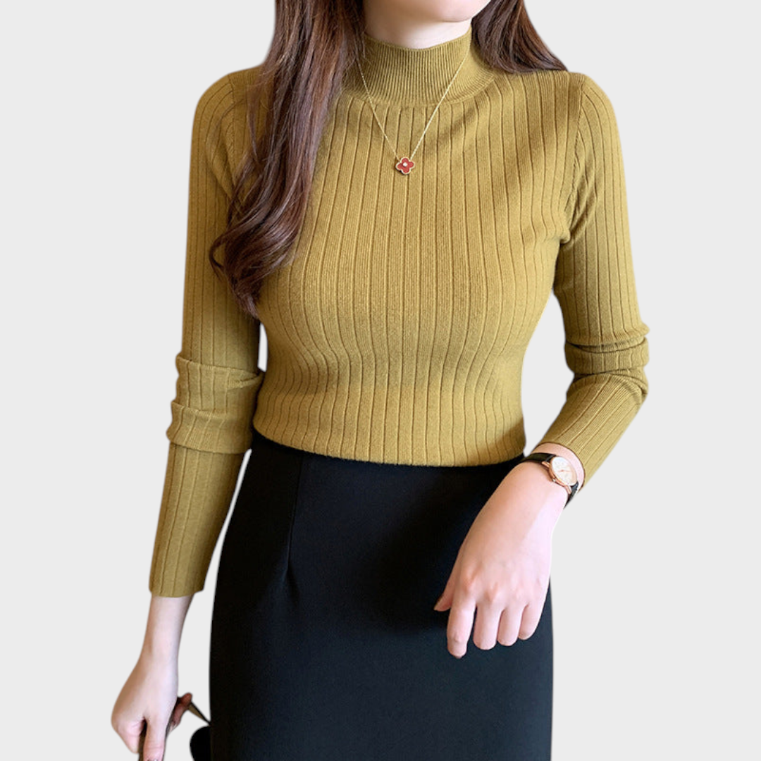 Gretchen | Schmal geschnittenes Stricktop mit halbem Rollkragen