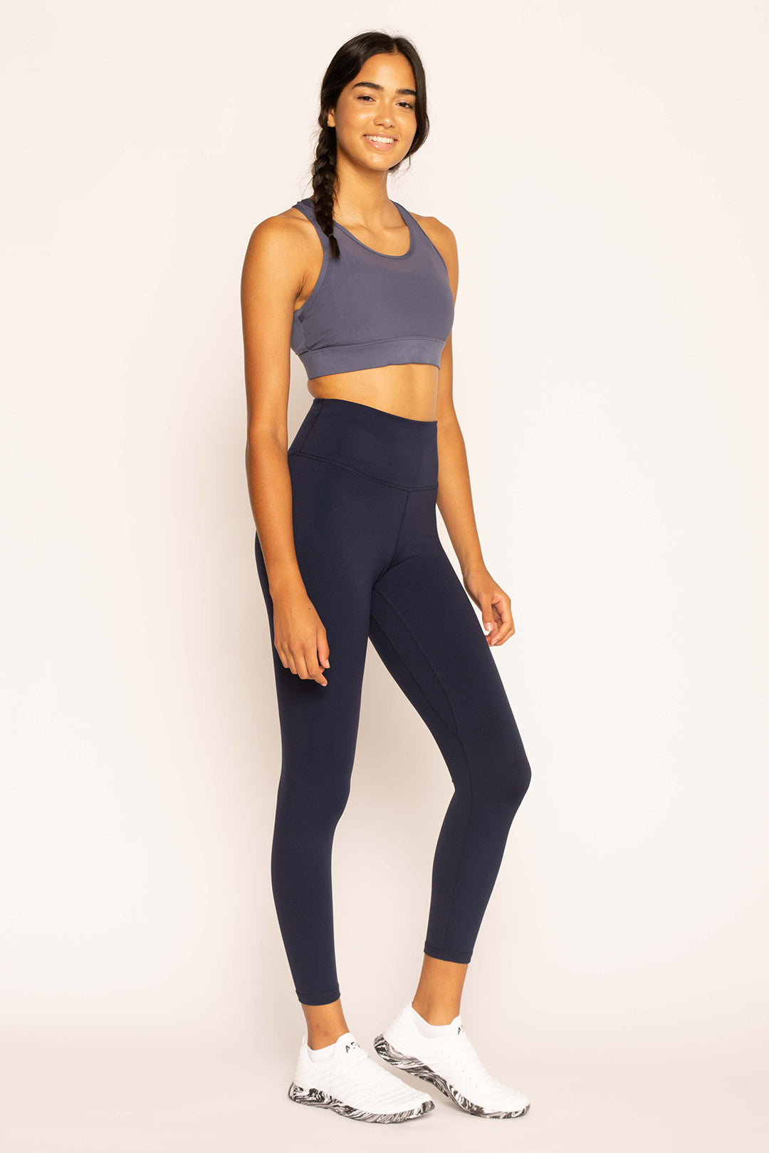 Einfarbige nahtlose Damen-Leggings mit hohem Bund – Ansicht 2