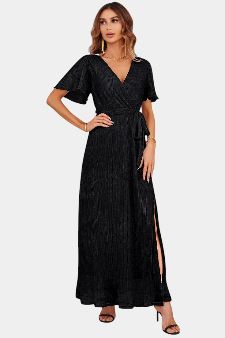Damen-Maxi-Wickelkleid Esperanza mit Volantärmeln – Ansicht 2