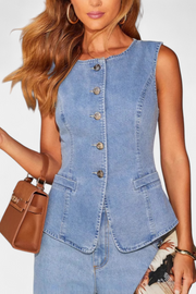 Damen-Denim-Set Ludovica mit Weste und weiter Jeans – Ansicht 7