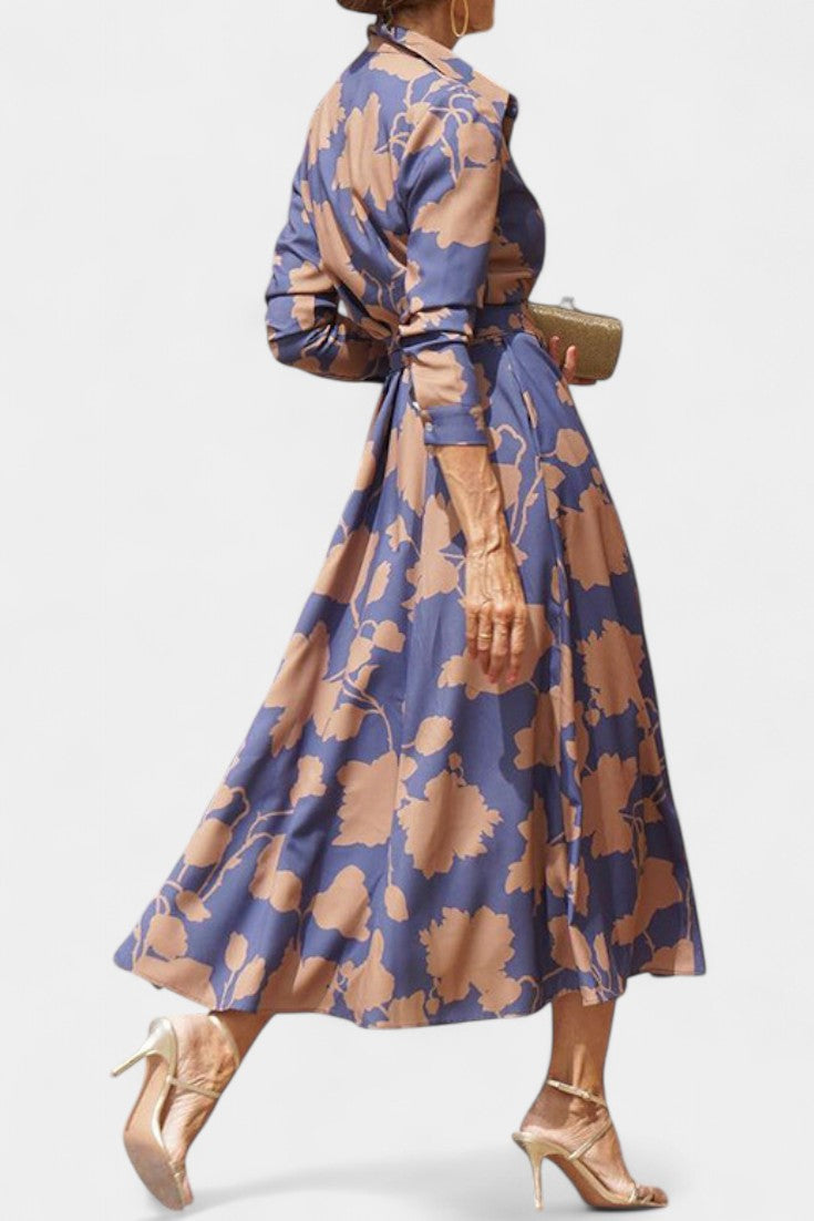 Samaria Midikleid mit Knöpfen und Blumenkragen