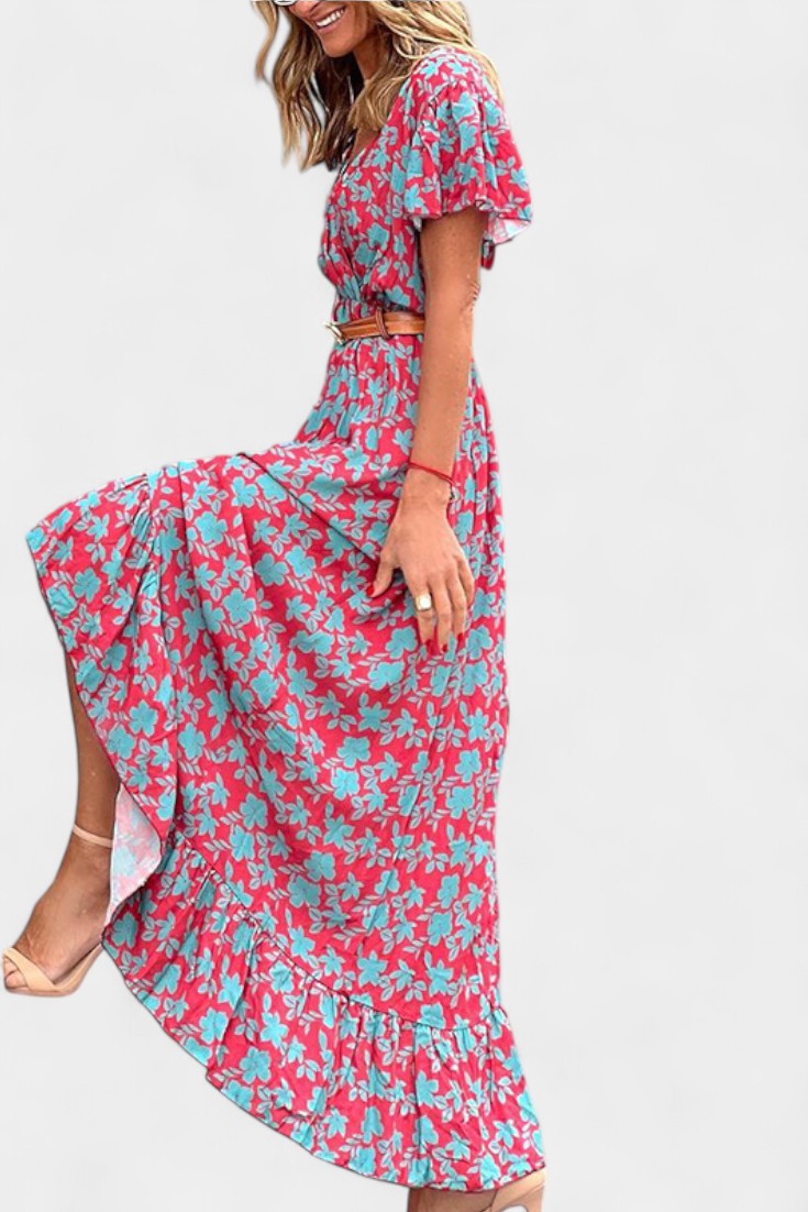 Kinslee – Ausgestelltes Maxikleid für Damen mit V-Ausschnitt – Ansicht 5