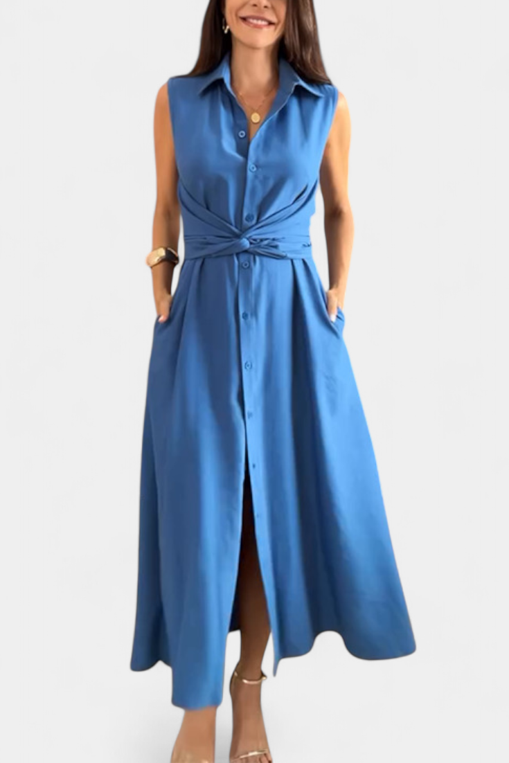 Meryl – Hemdblusenkleid für Damen mit Knöpfen und Gürtel – Ansicht 5
