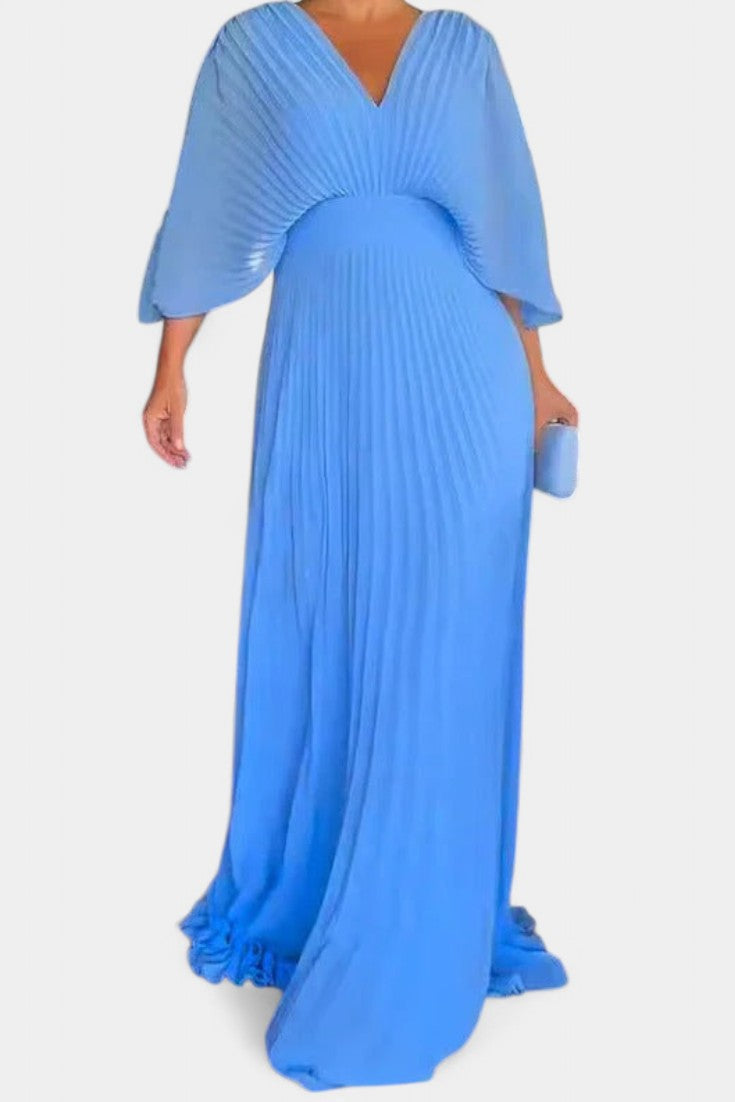 Anita – Midikleid für Damen mit Falten und V-Ausschnitt – Ansicht 3