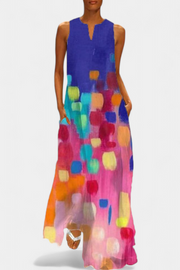 Enna – Mehrfarbiges ärmelloses Damenkleid mit V-Ausschnitt – Ansicht 6