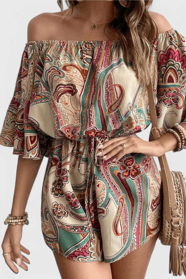 Paloma – Schulterfreier Boho-Jumpsuit für Damen