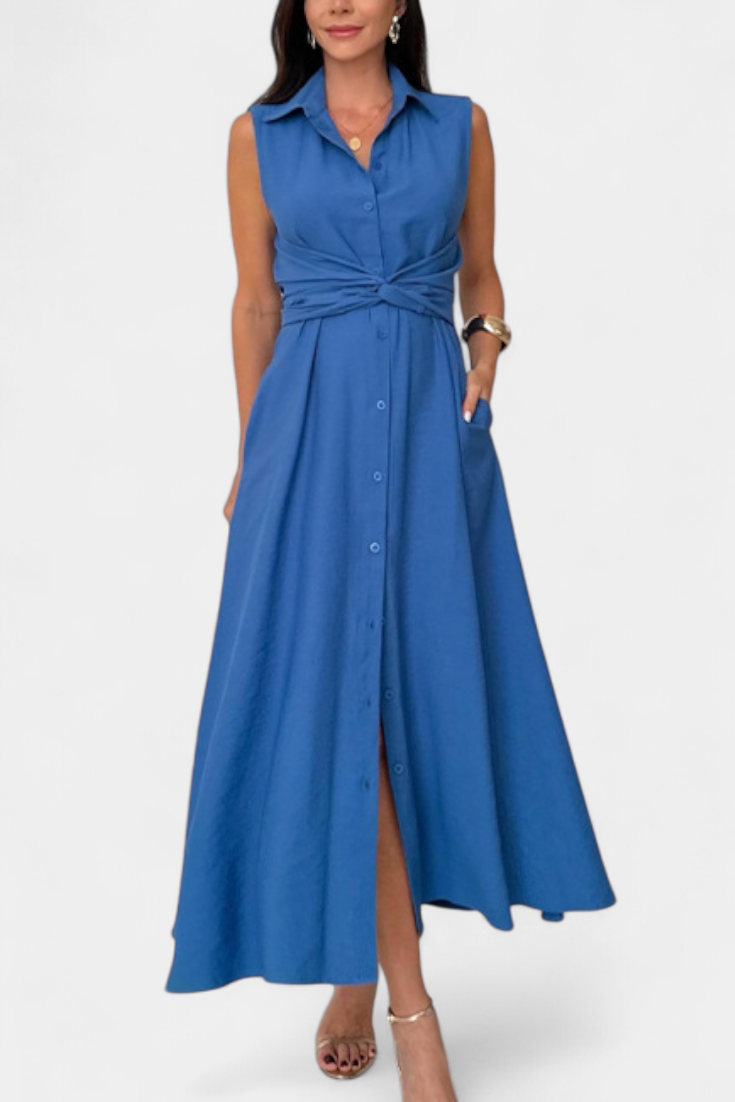 Meryl – Hemdblusenkleid für Damen mit Knöpfen und Gürtel – Ansicht 3