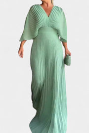 Anita – Midikleid für Damen mit Falten und V-Ausschnitt