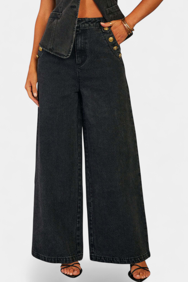 Damen-Denim-Set Ludovica mit Weste und weiter Jeans – Ansicht 4