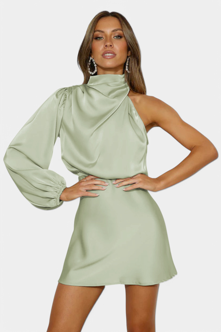 Mara – Drapiertes One-Shoulder-Minikleid für Damen – Ansicht 19