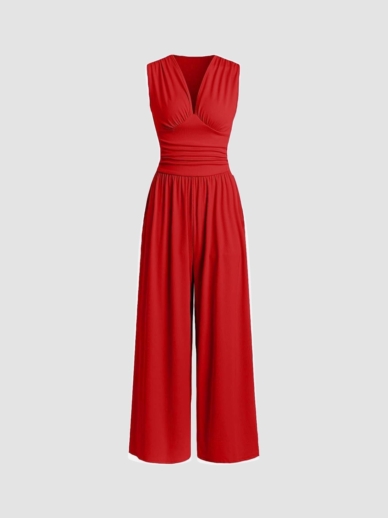 Charity – Eleganter ärmelloser Jumpsuit für Damen mit weitem Hosenbein