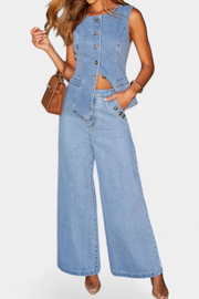 Damen-Denim-Set Ludovica mit Weste und weiter Jeans – Ansicht 5