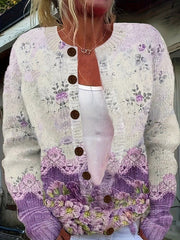 Chloe – Strickjacke für Damen mit Vintage-Blumenmuster – Ansicht 3