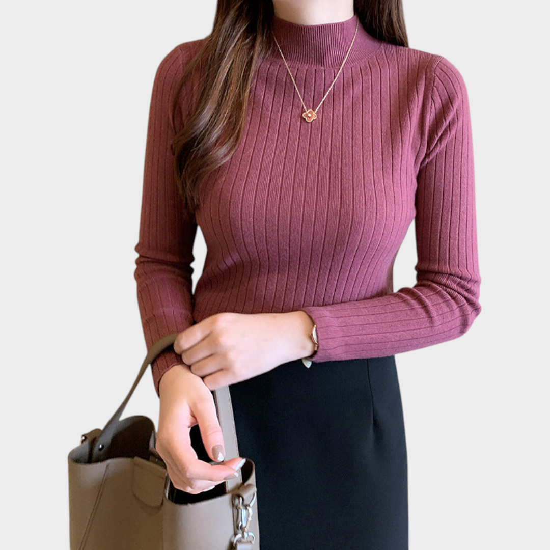 Gretchen | Schmal geschnittenes Stricktop mit halbem Rollkragen