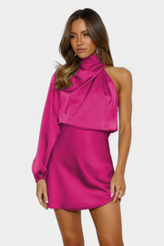 Mara – Drapiertes One-Shoulder-Minikleid für Damen – Ansicht 20