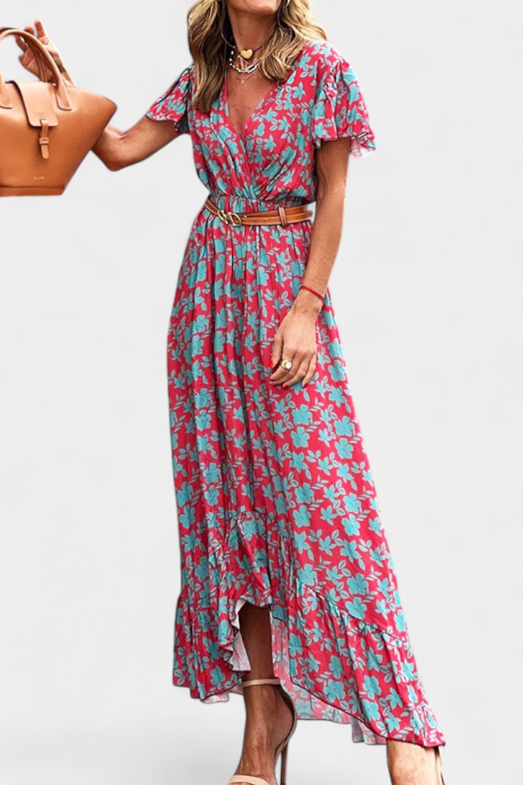 Kinslee – Ausgestelltes Maxikleid für Damen mit V-Ausschnitt – Ansicht 4