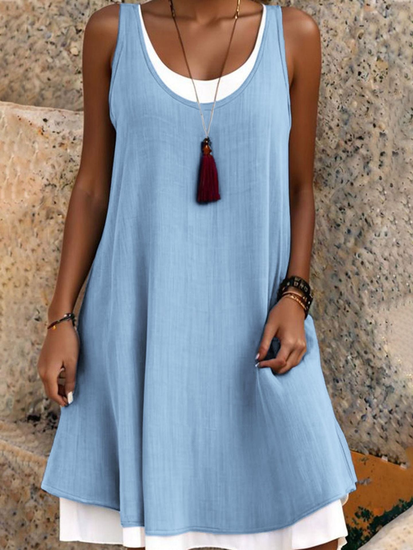 Klara | Trägerloses Sommerkleid im Layering-Look