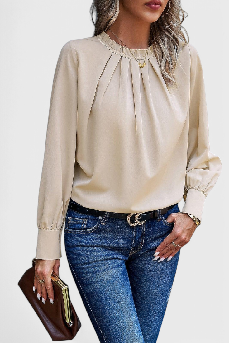 Damen-Bluse Dottie mit Spitzenkragen und langen Ärmeln