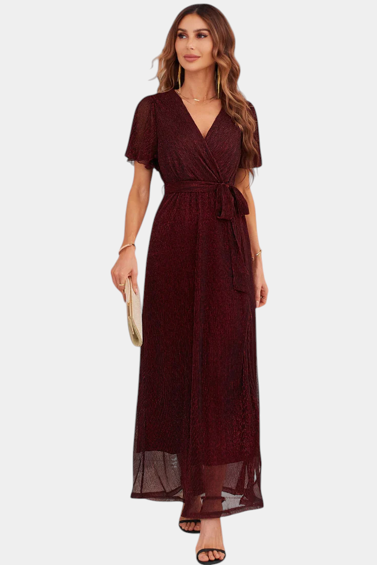 Damen-Maxi-Wickelkleid Esperanza mit Volantärmeln – Ansicht 3