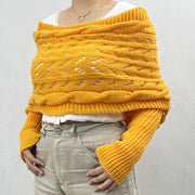 Maribel – Strickbluse-Schal für Damen mit Lochmuster und langen Ärmeln – Ansicht 6
