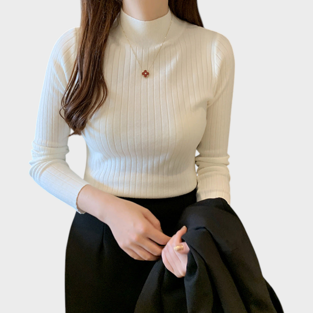 Slim fit πλεκτό τοπ Gretchen με μισό ζιβώκο