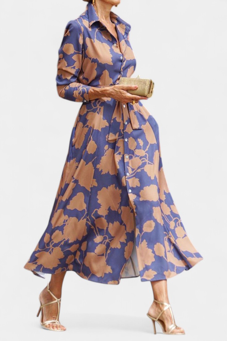 Samaria Midikleid mit Knöpfen und Blumenkragen