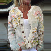 Chloe – Strickjacke für Damen mit Vintage-Blumenmuster – Ansicht 4