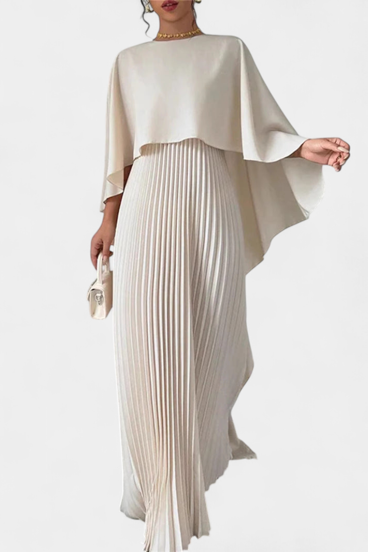 Jane – Maxikleid für Damen mit hohem Kragen und Rüschenärmeln – Ansicht 2
