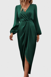 Damen-Satin-Maxikleid Giada mit V-Ausschnitt – Ansicht 2