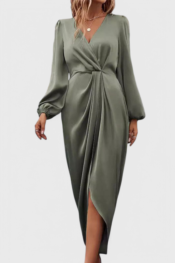 Damen-Satin-Maxikleid Giada mit V-Ausschnitt – Ansicht 5