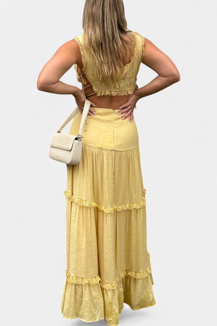 Damen-Set Ilys mit Spitzen-Crop-Top und langem Rock – Ansicht 6