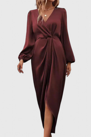 Damen-Satin-Maxikleid Giada mit V-Ausschnitt – Ansicht 4