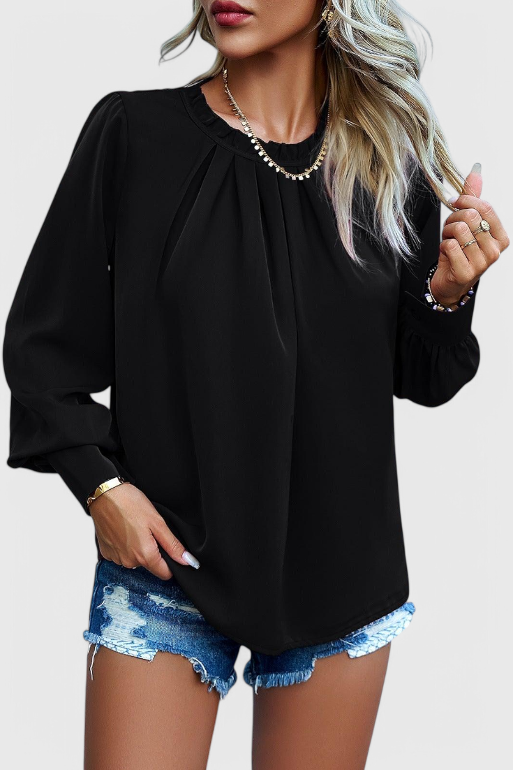 Damen-Bluse Dottie mit Spitzenkragen und langen Ärmeln – Ansicht 4