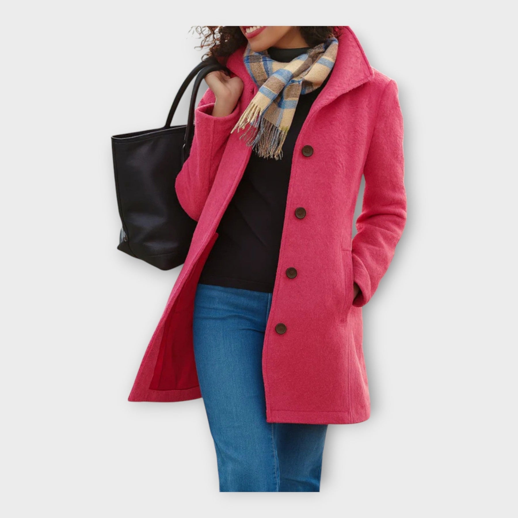 Leila – Eleganter Wollmantel für Damen mit Knöpfen – Ansicht 10